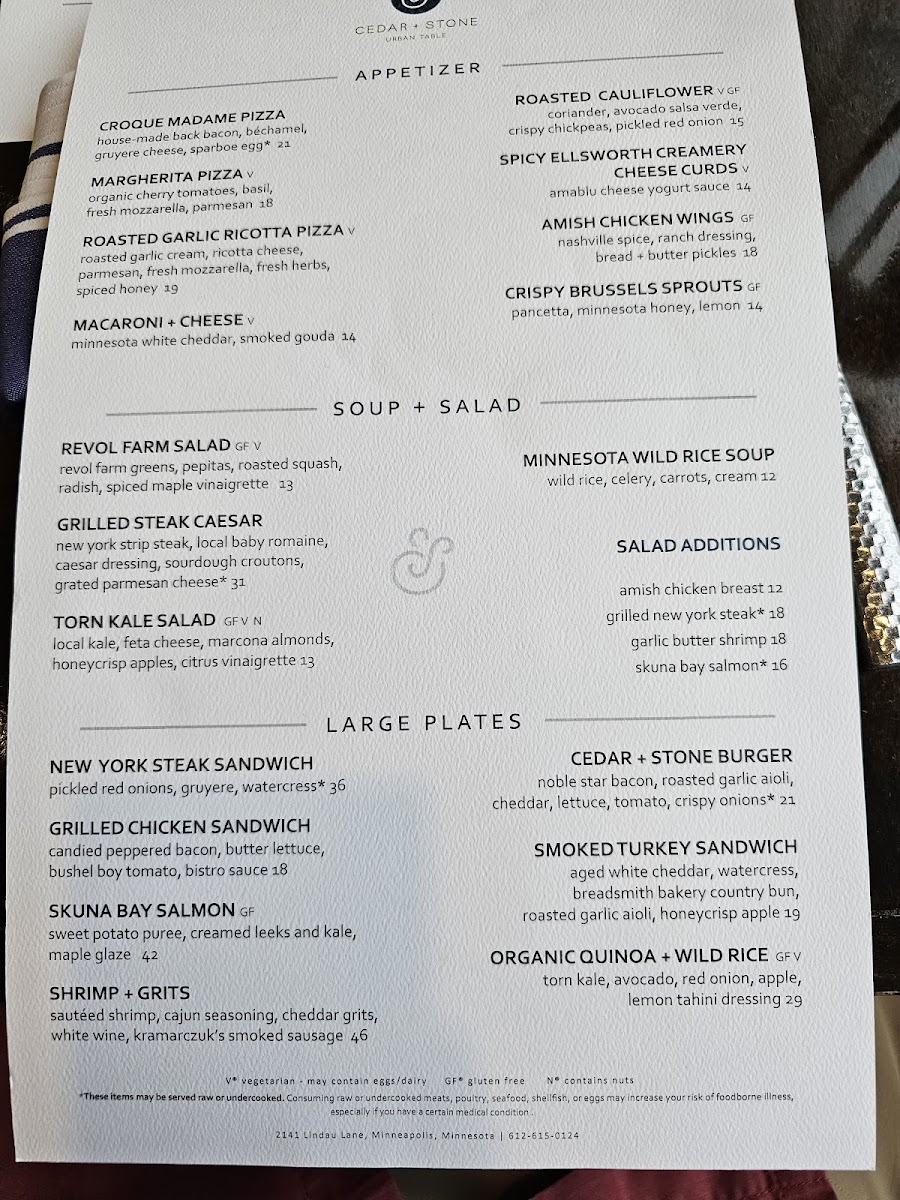 Menu Cedar + Stone, Urban Table-3