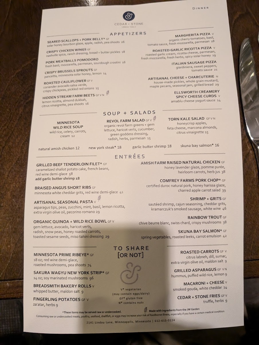 Menu Cedar + Stone, Urban Table-4