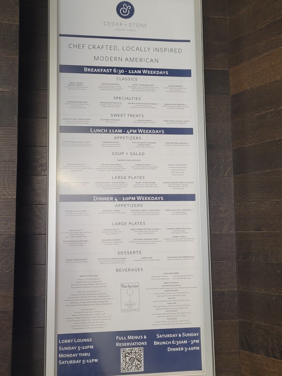 Menu Cedar + Stone, Urban Table-6