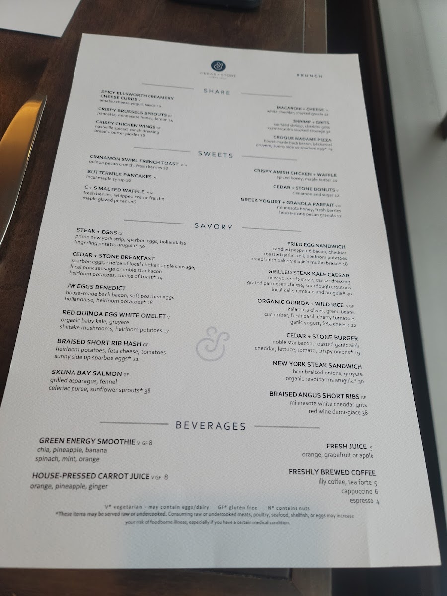 Menu Cedar + Stone, Urban Table-7