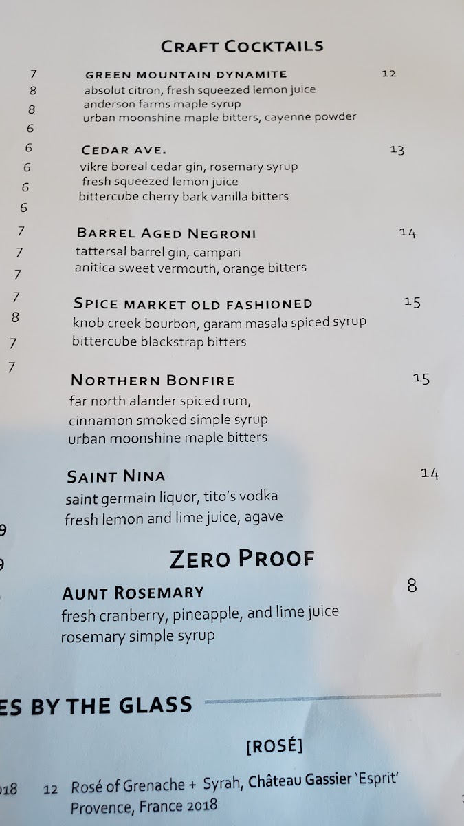 Menu Cedar + Stone, Urban Table-8