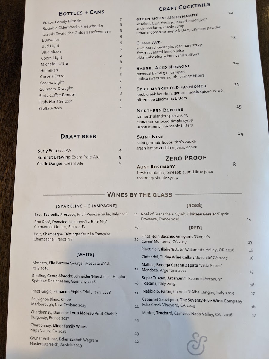 Menu Cedar + Stone, Urban Table-9