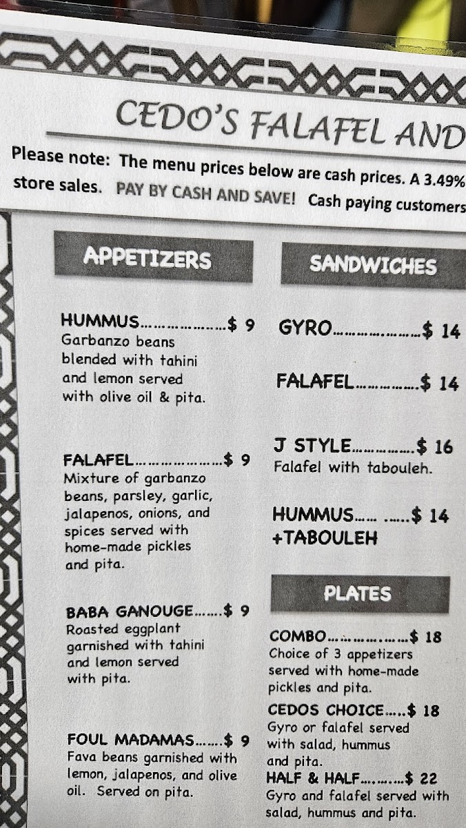 Menu Cedo's Falafel And Gyros-3