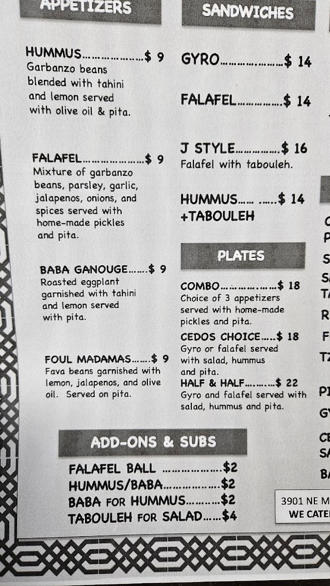 Menu Cedo's Falafel And Gyros-4