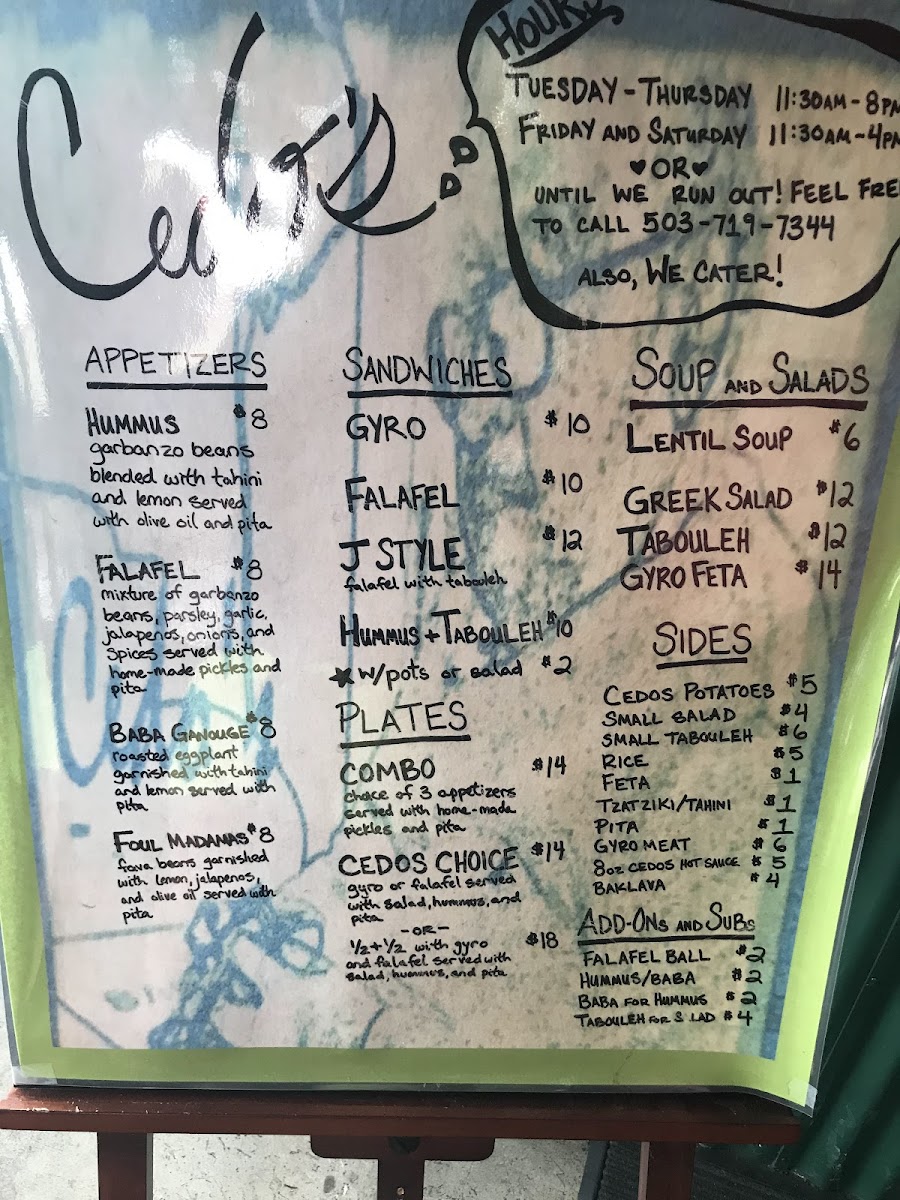 Menu Cedo's Falafel And Gyros-7