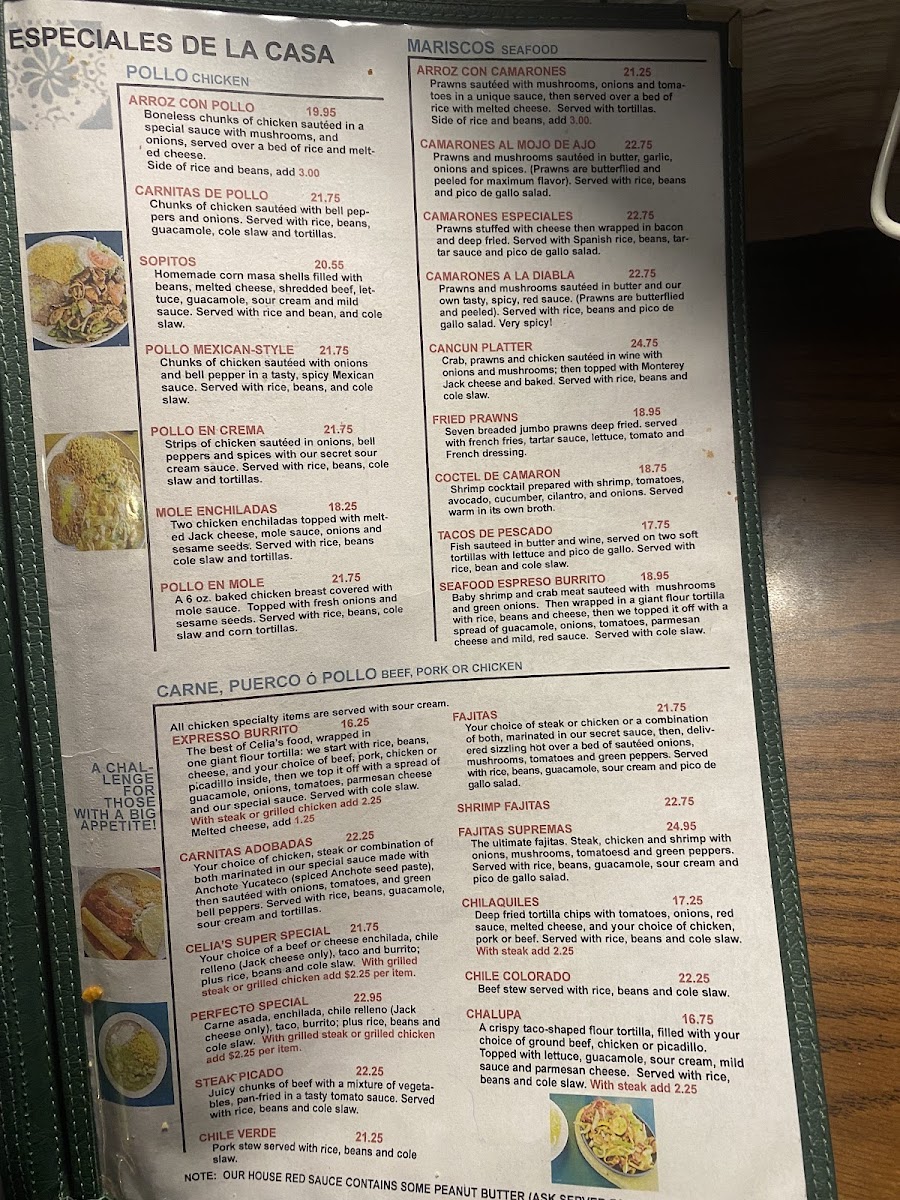 Menu Celia's Méxican Restaurant-1