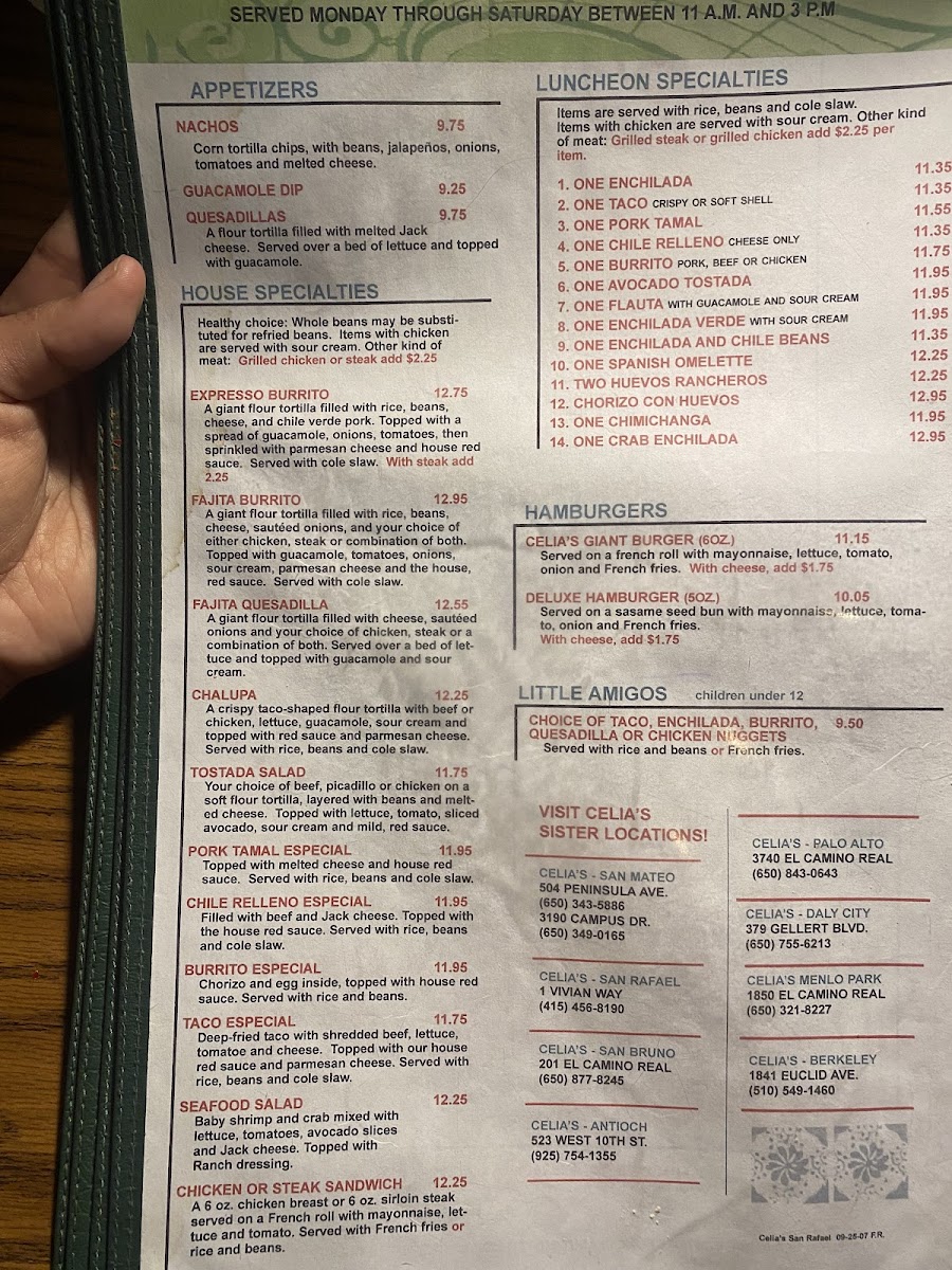 Menu Celia's Méxican Restaurant-2