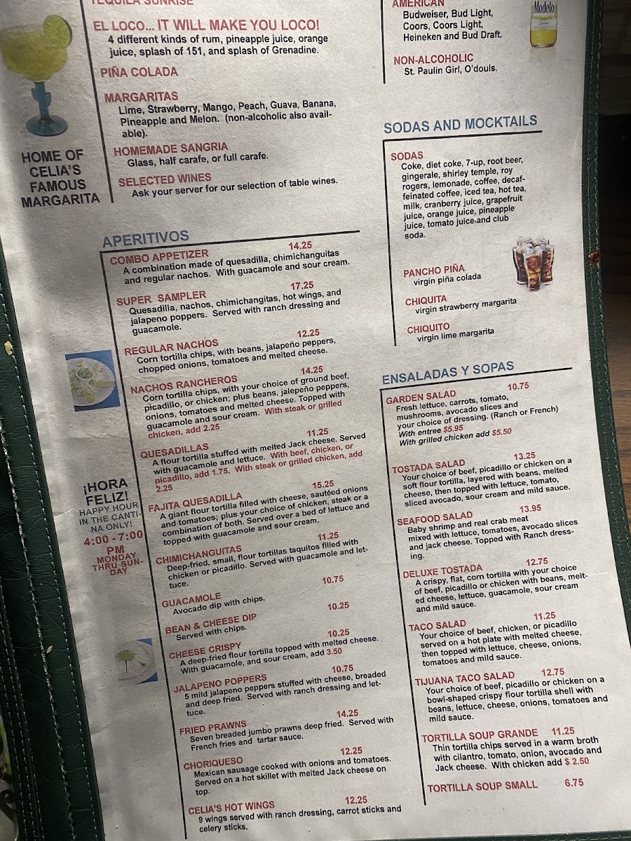 Menu Celia's Méxican Restaurant-3