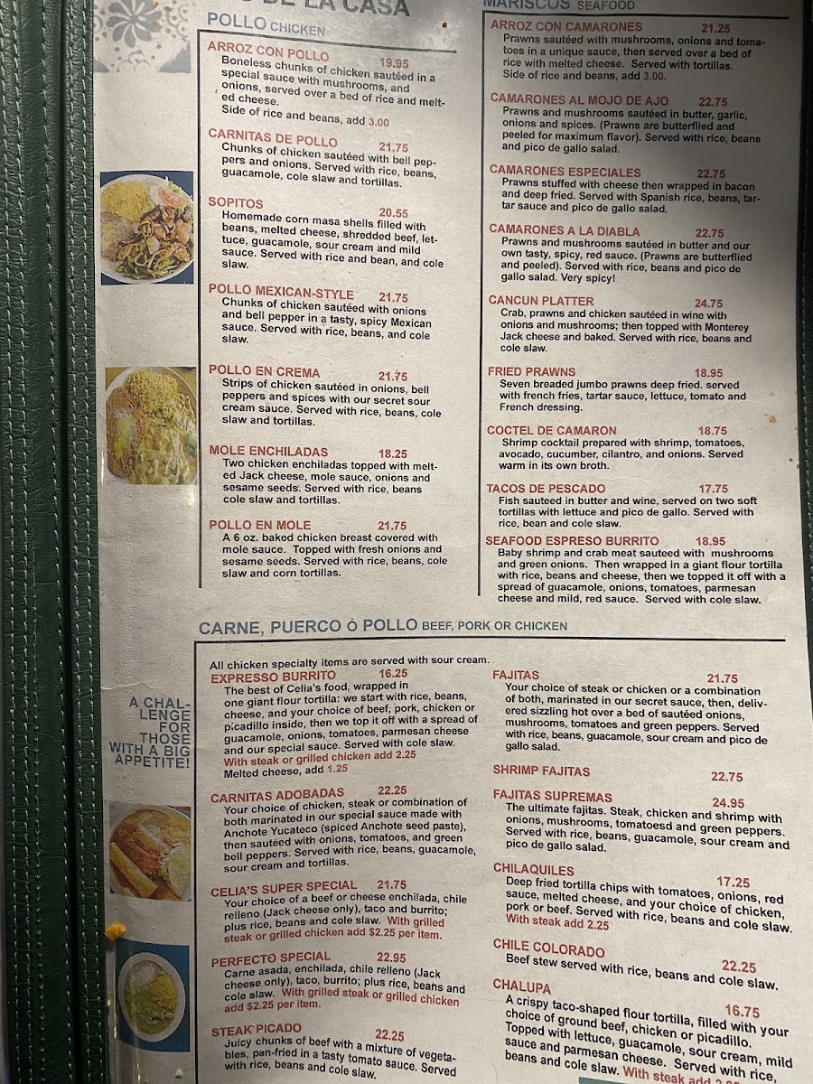 Menu Celia's Méxican Restaurant-4