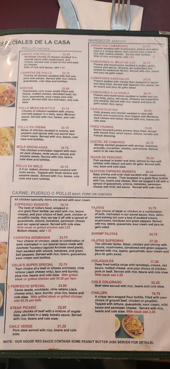 Menu Celia's Méxican Restaurant-7
