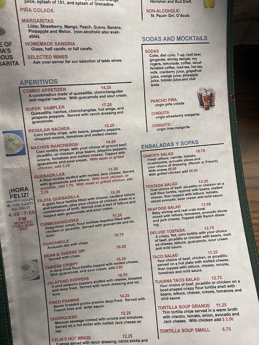 Menu Celia's Méxican Restaurant-9