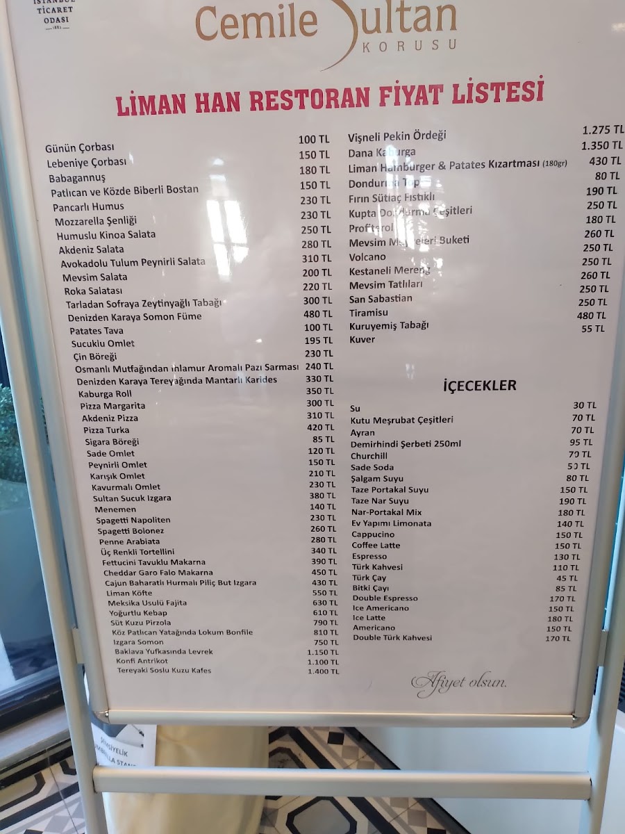 Menu Cemile Sultan Liman Hanı-1
