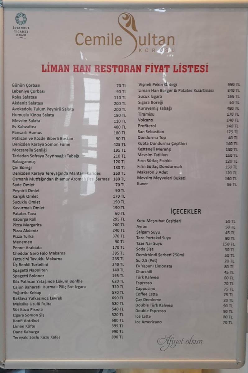 Menu Cemile Sultan Liman Hanı-8