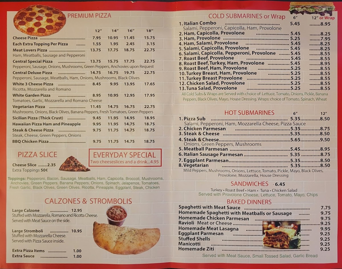 Menu Central Pizza & Subs-2