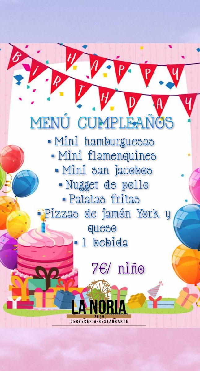 Menu Cerveceria Restaurante La Noria 2019-2