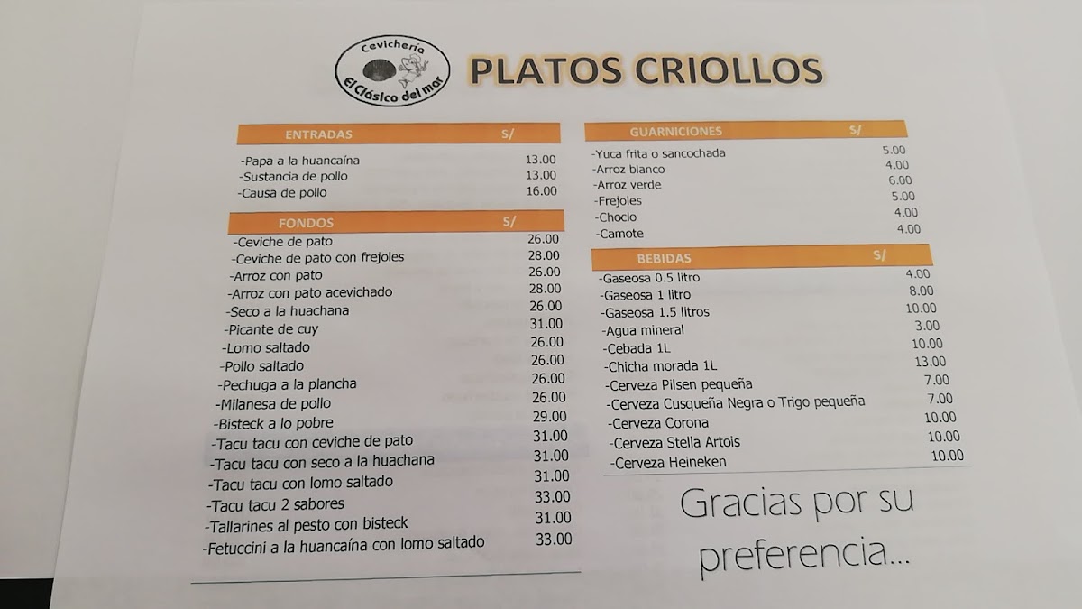 Menu Cevicheria El Clasico Del Mar-7