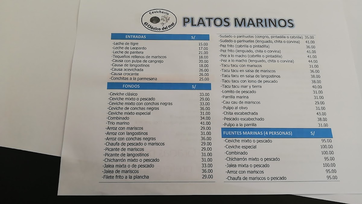 Menu Cevicheria El Clasico Del Mar-8