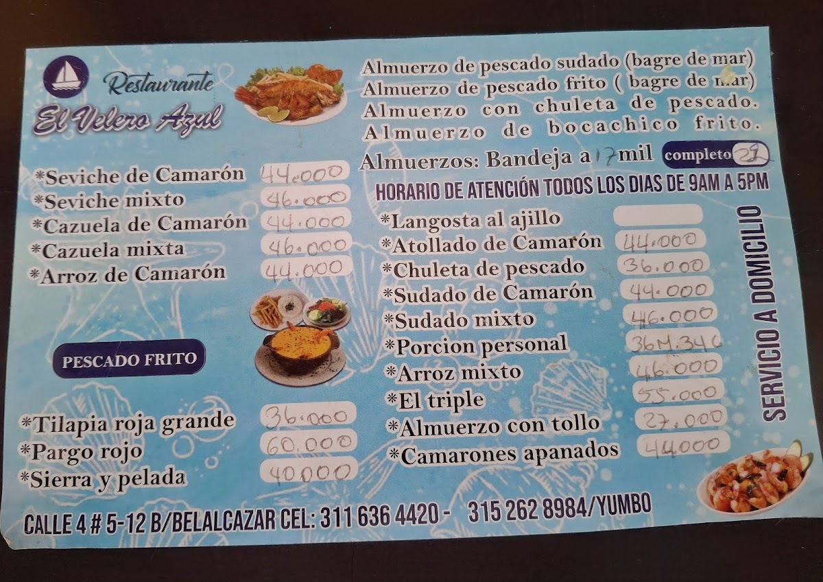 Menu Cevichería El Velero Azul-1