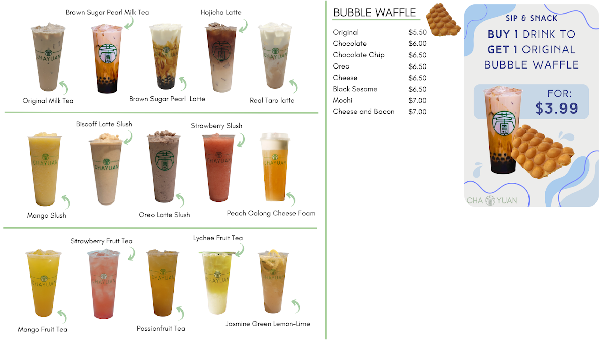 Menu Cha Yuan Bubble Tea Yaletown Vancouver-2