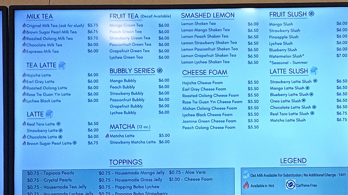 Menu Cha Yuan Bubble Tea Yaletown Vancouver-3
