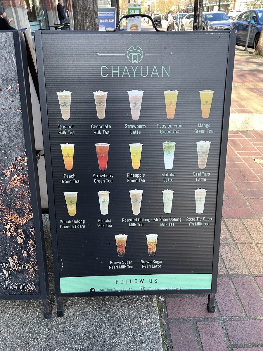 Menu Cha Yuan Bubble Tea Yaletown Vancouver-9
