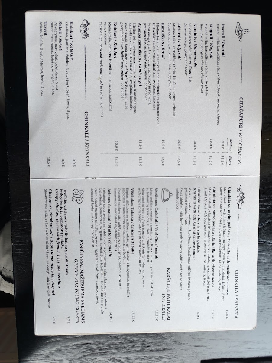 Menu Chačapuri Bistro @ Laisvės Al. 44-4