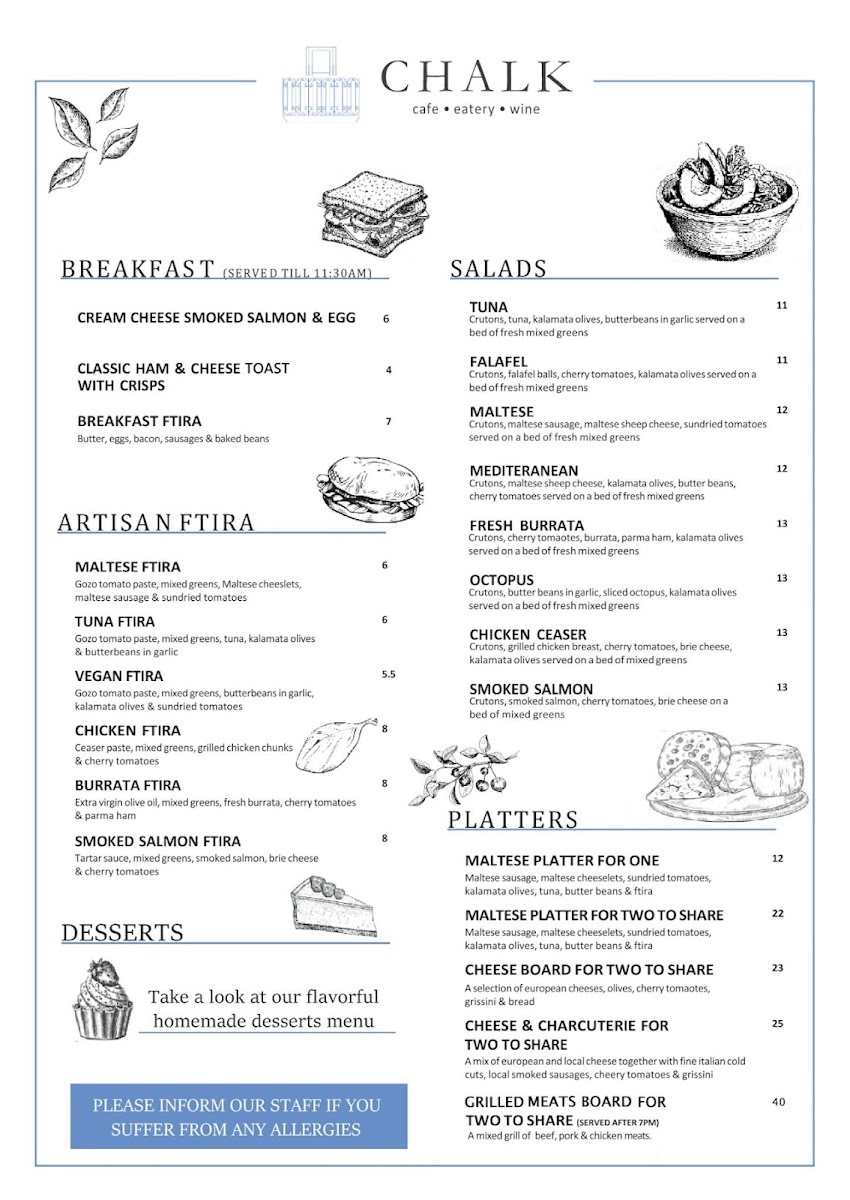 Menu Chalk Cafe Eatery Wine-2