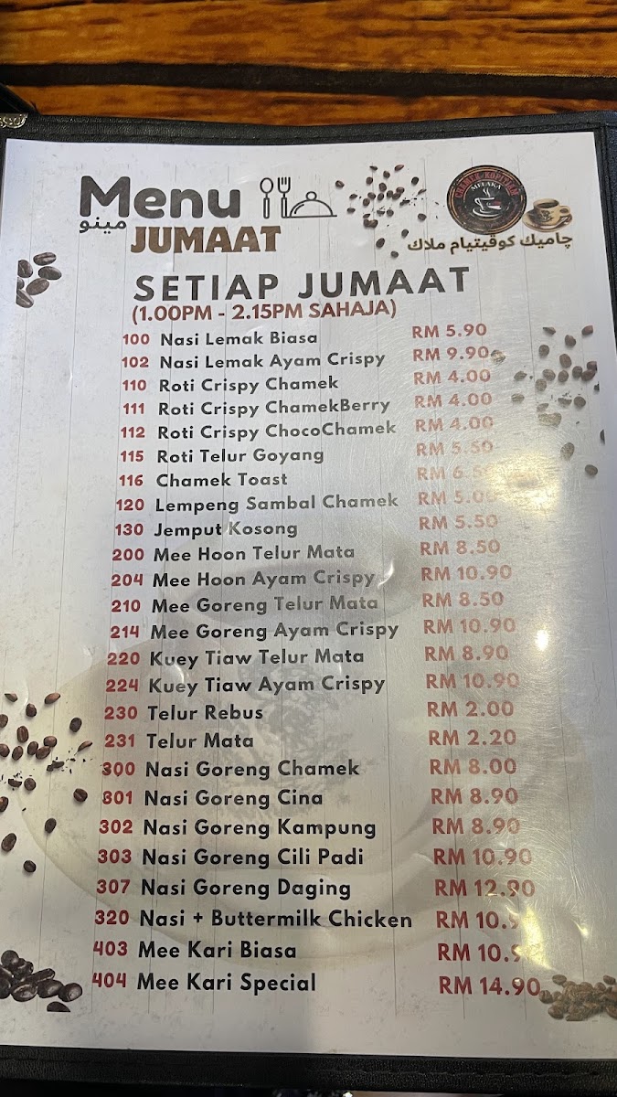 Menu Chamek Kopitiam • Kota Fesyen • Mitc Melaka-10