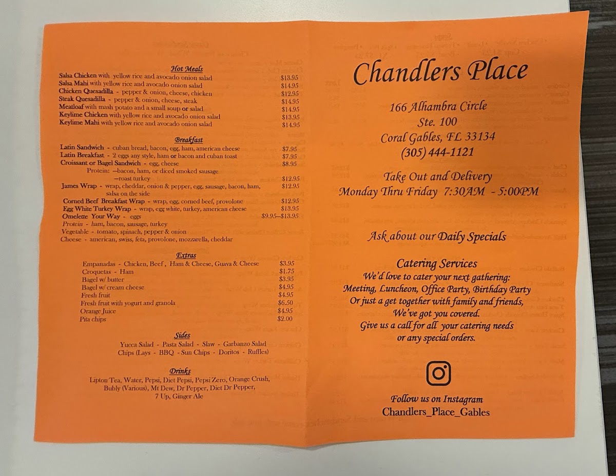 Menu Chandlers Place-1