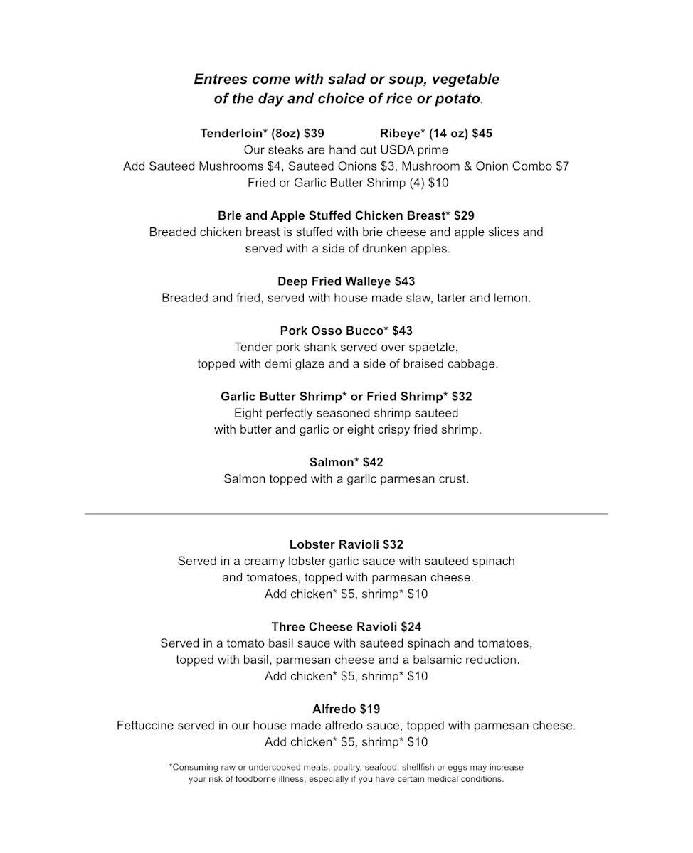 Menu Chanticleer Inn-1