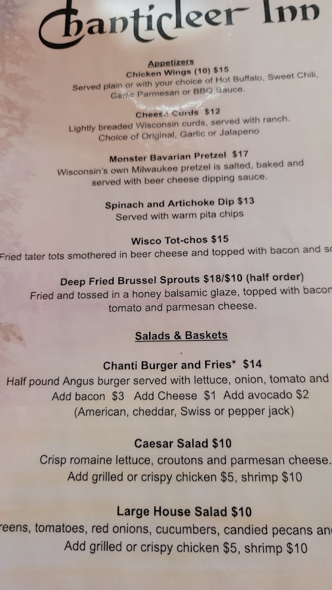 Menu Chanticleer Inn-10