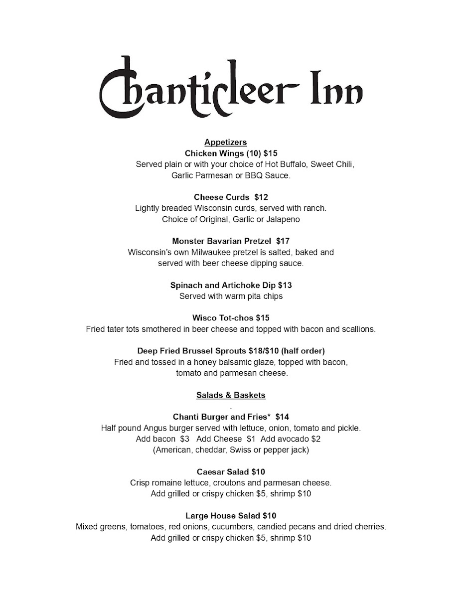 Menu Chanticleer Inn-4