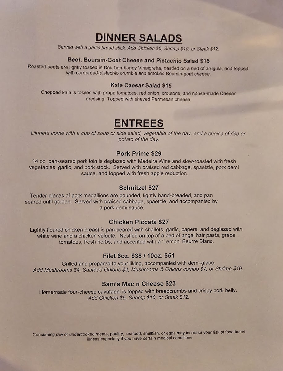 Menu Chanticleer Inn-5