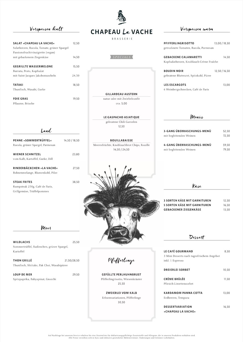 Menu Chapeau La Vache-1