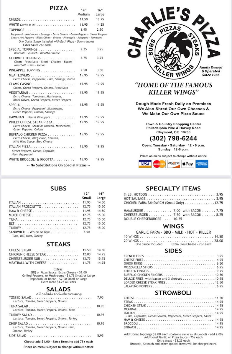 Menu Charlie's Pizza-1