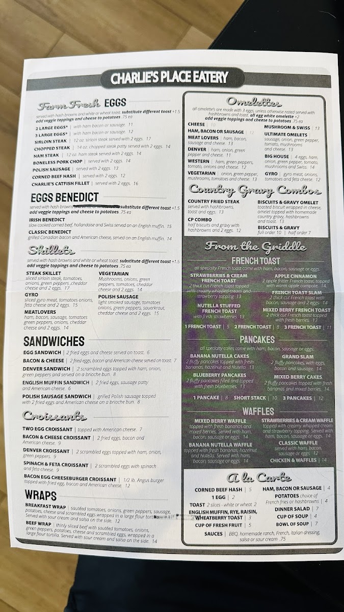 Menu Charlie's Place Eatery-7