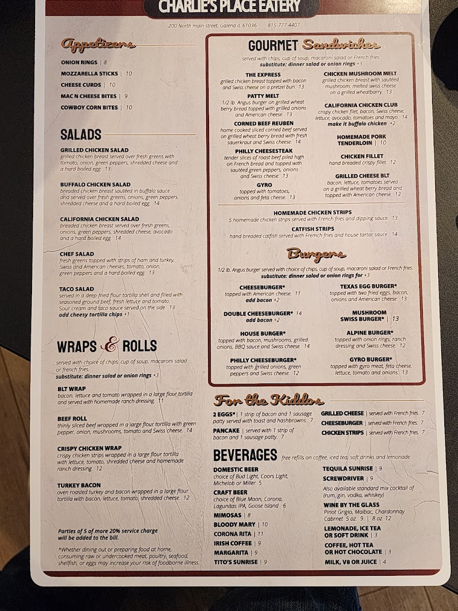 Menu Charlie's Place Eatery-8