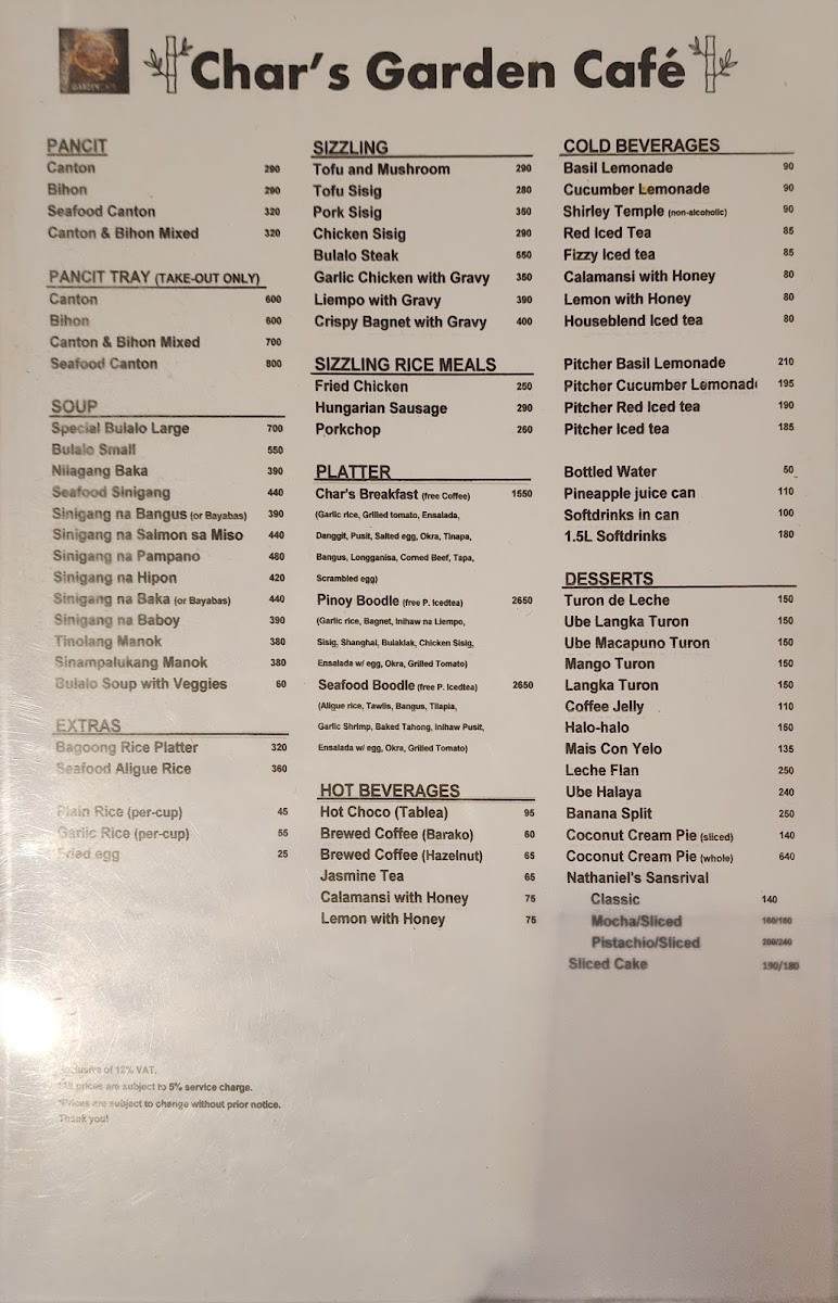 Menu Char's Garden Cafe - Tagaytay-3