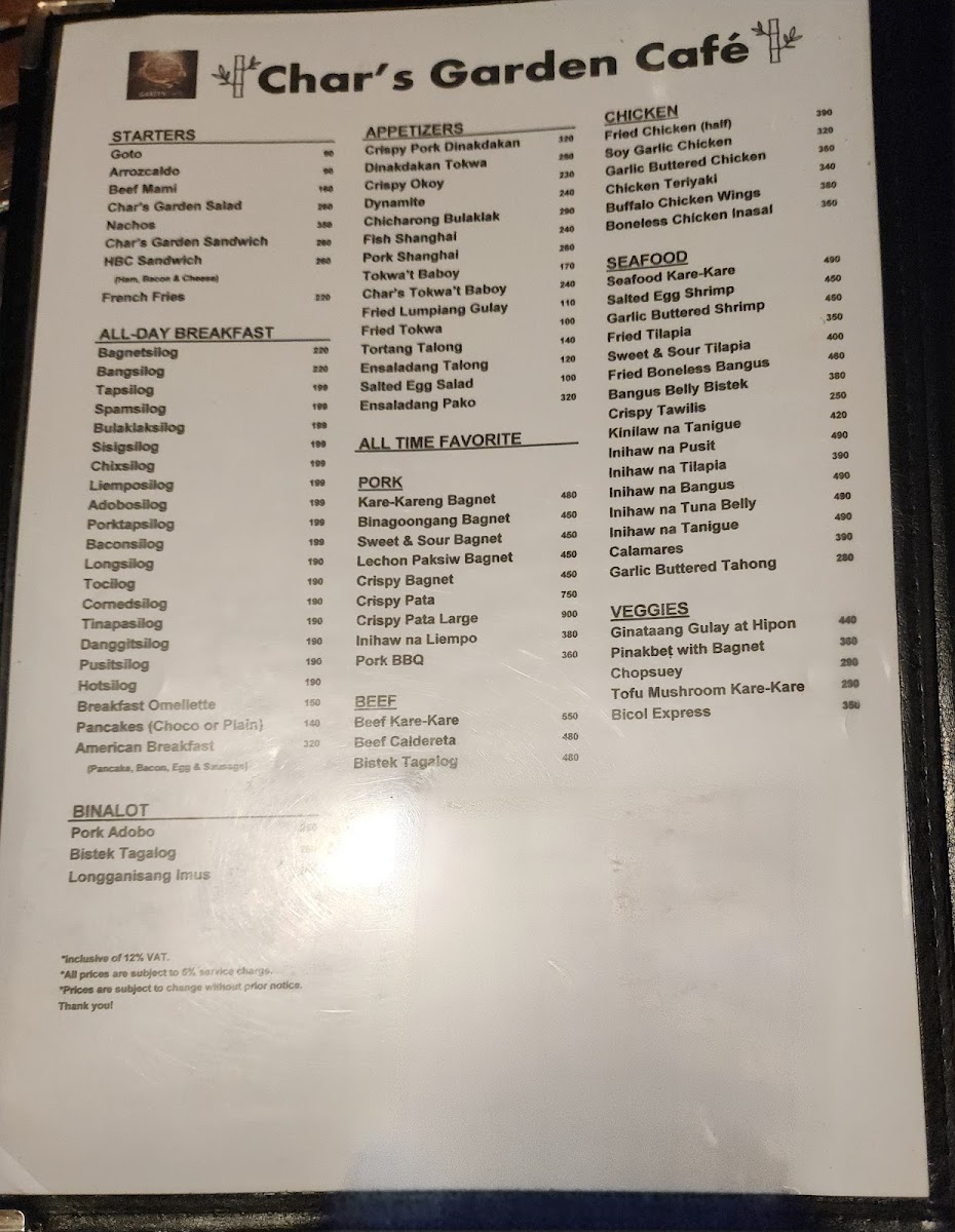 Menu Char's Garden Cafe - Tagaytay-7