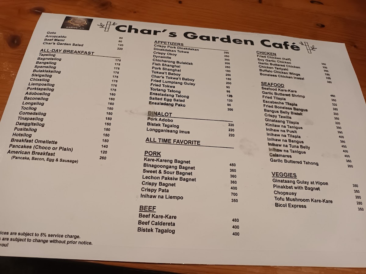 Menu Char's Garden Cafe - Tagaytay-9