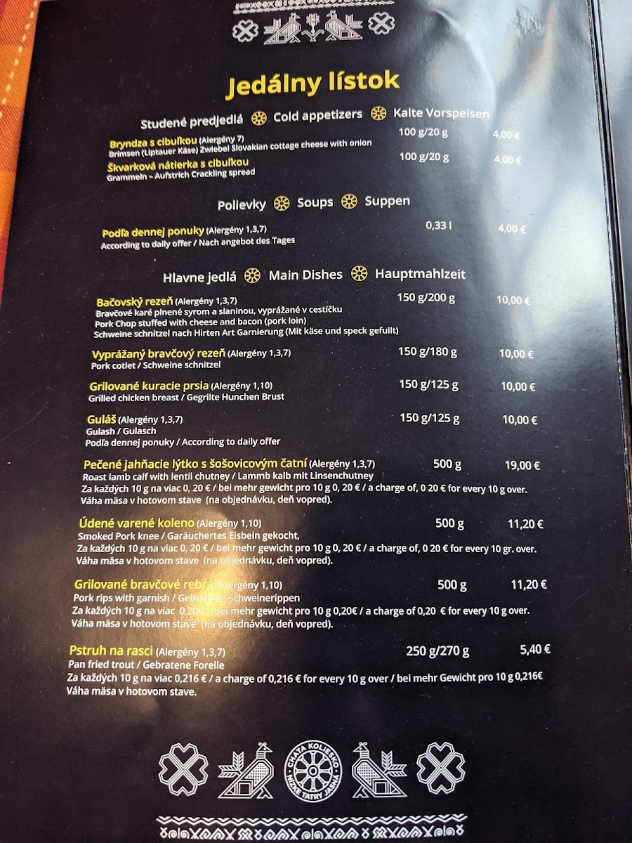 Menu Chata Koliesko-1
