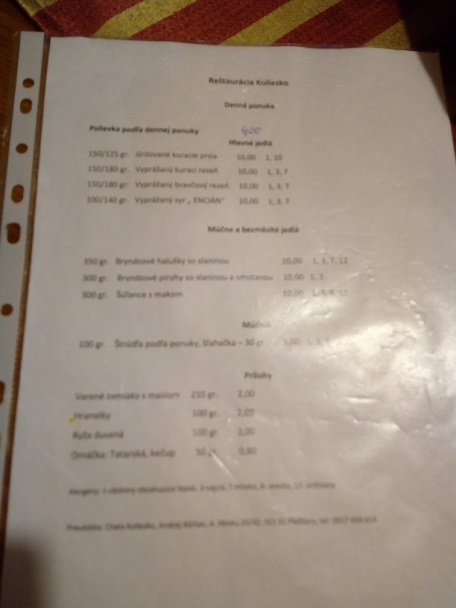 Menu Chata Koliesko-4