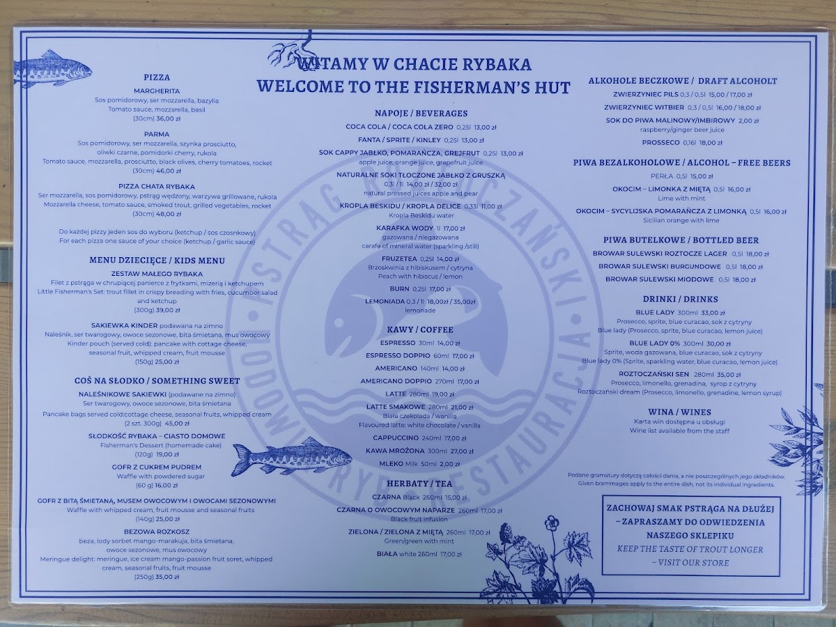 Menu Chata Rybaka Pstragi-1