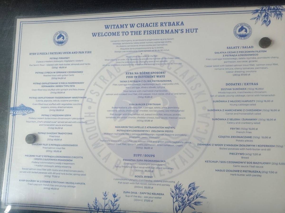 Menu Chata Rybaka Pstragi-10