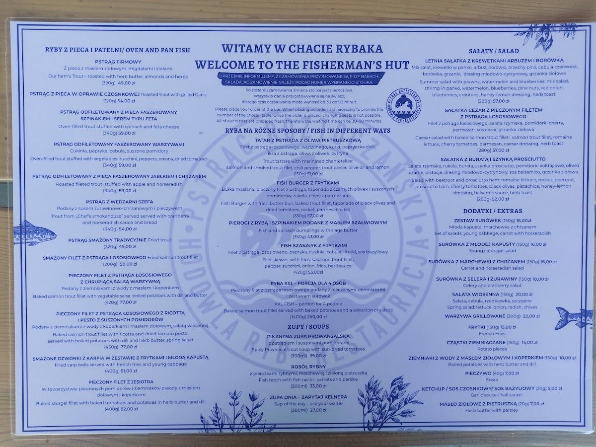 Menu Chata Rybaka Pstragi-2