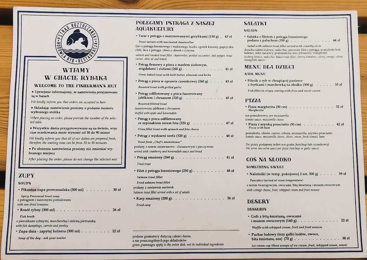 Menu Chata Rybaka Pstragi-6