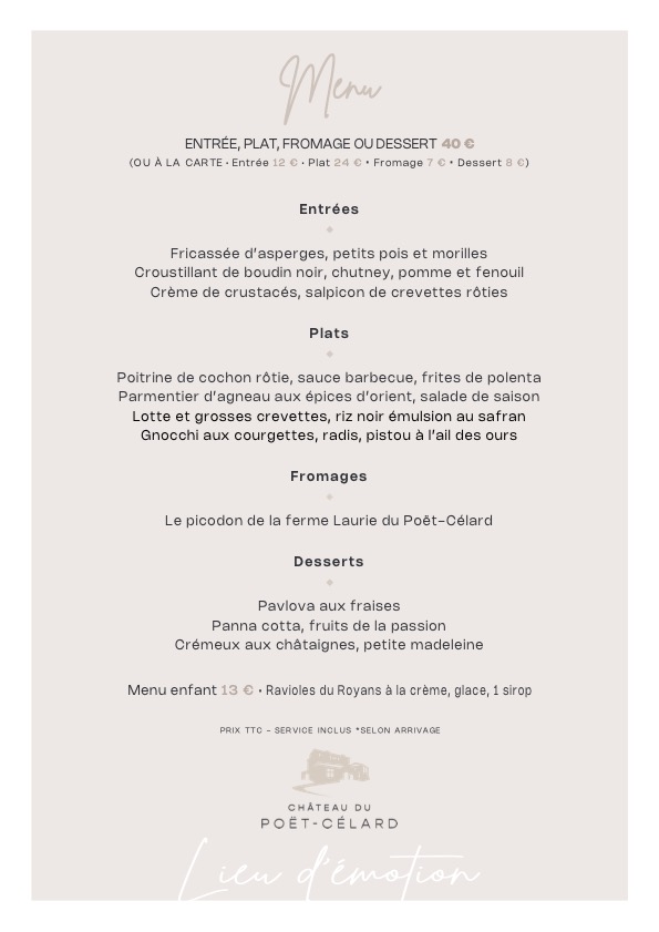 Menu Château Du Poët-Célard-1