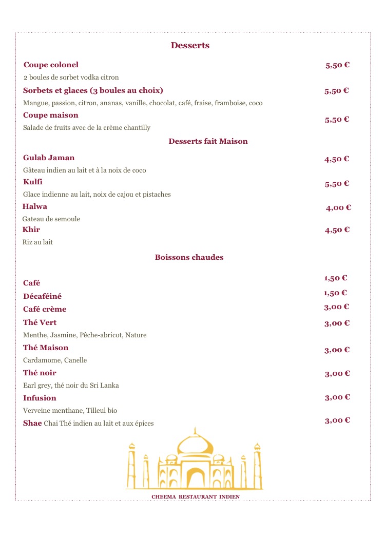 Menu Cheema Restaurant Indien-6