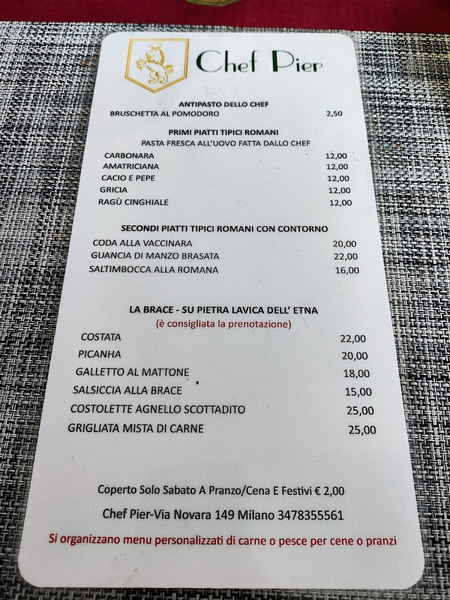 Menu Chef Pier - Trattoria Romana E Gastronomia-10
