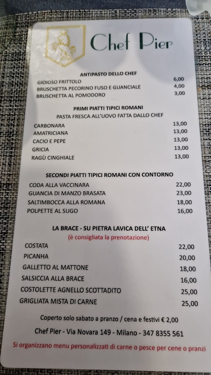 Menu Chef Pier - Trattoria Romana E Gastronomia-8